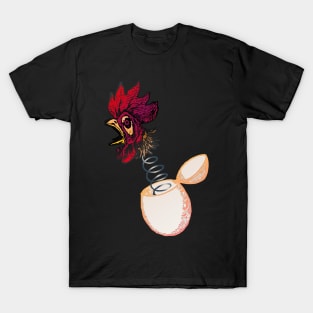 Rooster Chicken Head Jack in a Box Egg Spring T-Shirt